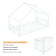 thumbnail image 2 of Bellemave Twin Metal House Bed with Headboard and Footboard Montessori House Bed, Metal Floor Bed Frame with Roof, No Box Spring Needed, White, 2 of 11