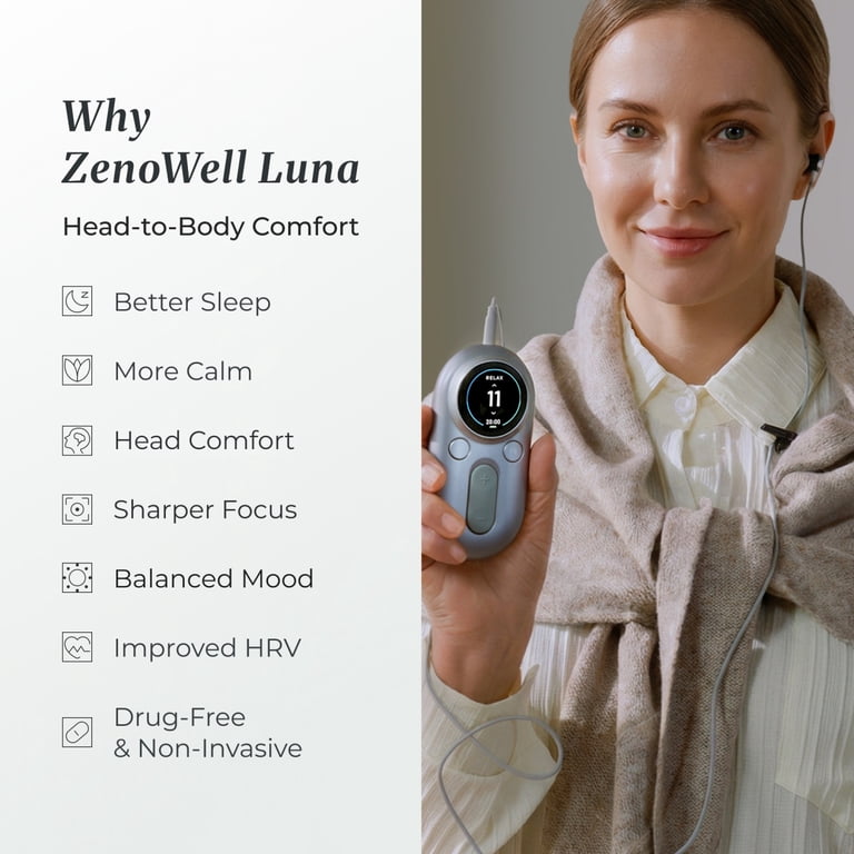 ZenoWell Luna Vagus Nerve Stimulator, Migraine Relief, Sleep Aid