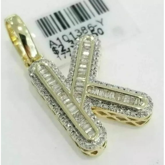 2CT Round Lab Created 14K Yellow Gold Finish Diamond Initial "K" Letter Pendant