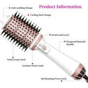 Hair Dryer Brush, 4-in-1, Hot Air Brush, One Step Volume, Hair Dryer Brush, Quick Dry & Straightening Comb, Ceramic Coating with Cleaning Claw White