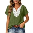 thumbnail image 2 of Stamzod Womens Tops Summer Outfits V-Neck Short Sleeve Lace Boho Blouses Dressy Casual Work Shirts Army Green B L, 2 of 10