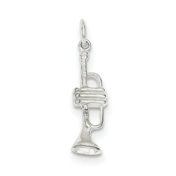 925 Sterling Silver Solid Polished Trumpet Charm 25x8mm Wide Pendant Necklace for Women - 1.7 Grams