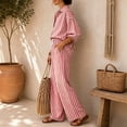 thumbnail image 5 of Women's Two Piece Lounge Outfits, Half Sleeve Shirts, Elastic Waist Long Pants, Cozy Two Piece Set, 5 of 5