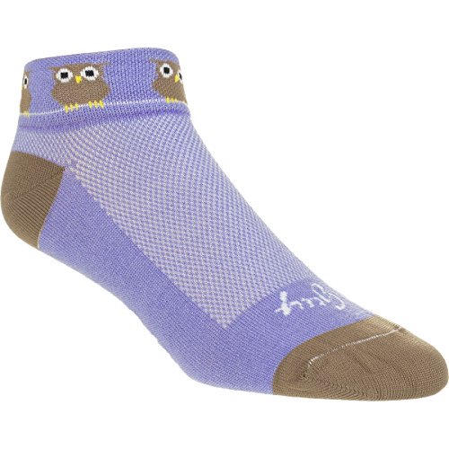 SockGuy Classic Owls Women's Sock: Lavender/Brown SM/MD