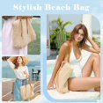 thumbnail image 2 of Miss Fong Bolsa De Playa Bolsas De Playa Para Mujer Bolsa De Paja Bolsa De Playa Bolsa De Playa De Paja Con Bolsillo Interior Con Cremallera Y Asa De Cuero, 2 of 5