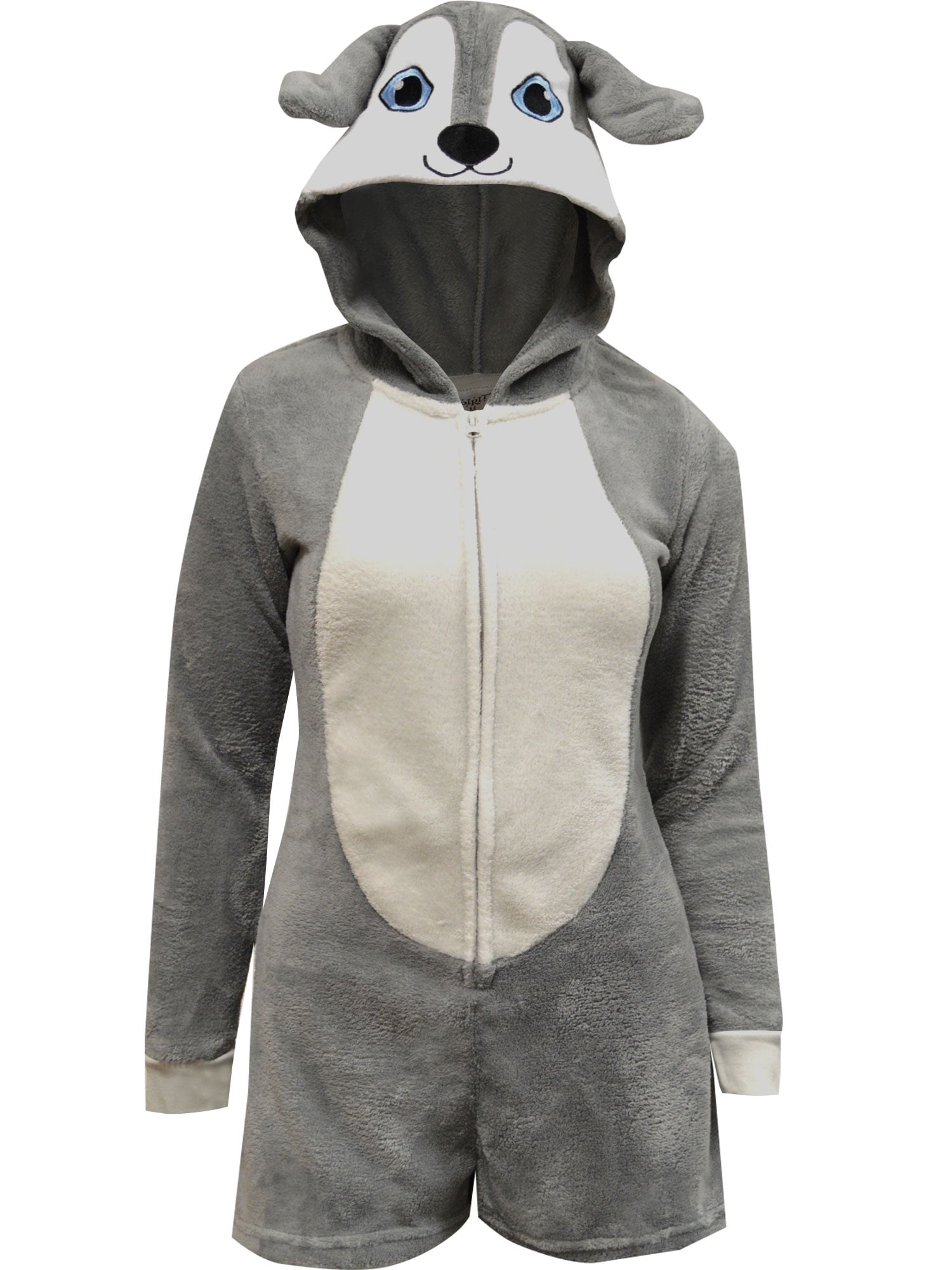 Women s Plush Wolf Hooded Romper Onesie Pajama Djibouti Ubuy