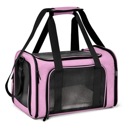 Cat Carriers Dog Carrier Pet Carrier for Small Medium Cats Dogs Puppies up to 15 Lbs, TSA Airline Approved Small Dog Carrier Soft Sided, Collapsible Travel Puppy Carrier - Pink