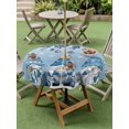 thumbnail image 3 of Outdoor Tablecloth with Umbrella Hole and Zipper, Blue Ombre Gnomes Christmas Round Table Cloth 54 Inch Waterproof Tablecloth, Xmas Balls Tree Snowflake Retro Picnic Table Cover for Patio Camping, 3 of 7