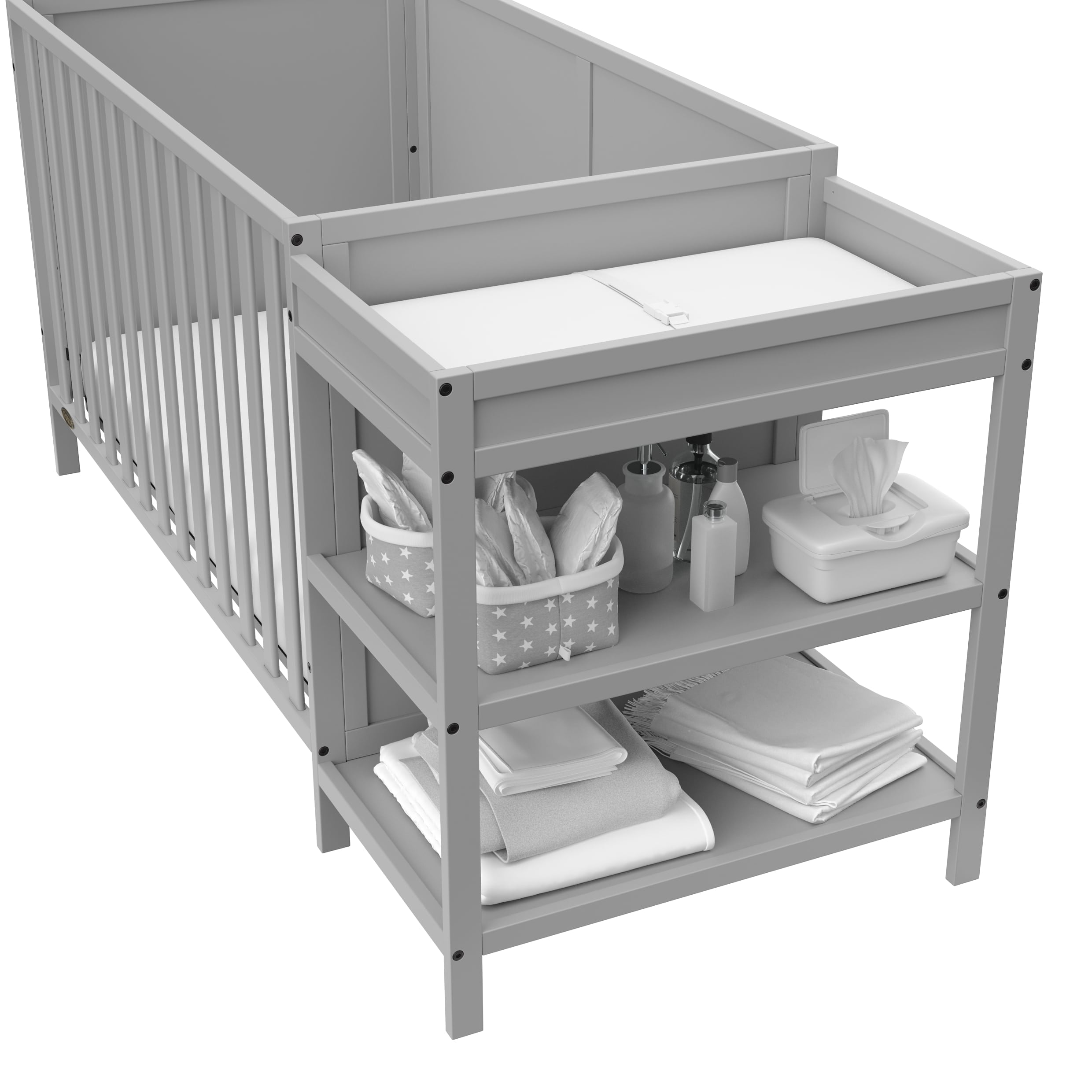 Graco Theo 5-in-1 Convertible Baby Crib and Changer, Pebble Gray