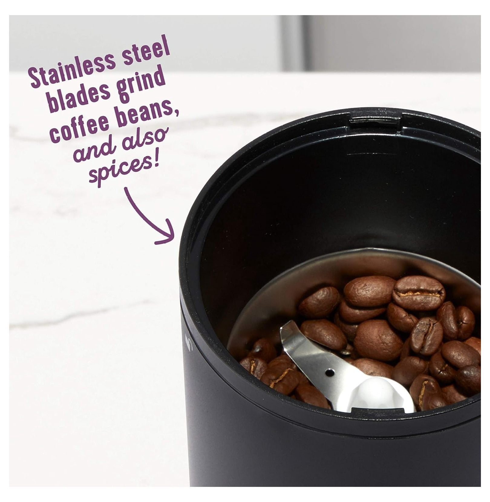 Coffee Grinder Electric, 14 Cup Blade Grinder for Whole Beans, Stainless Steel, Black