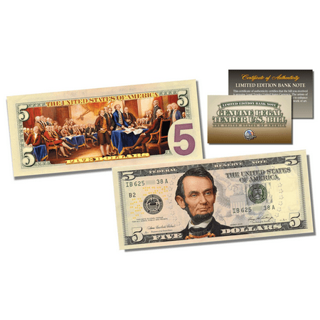 UPC: 0749002303121 | Declaration of Independence Official Legal Tender U.S. $5 Bill w/COA * 2-Sided *