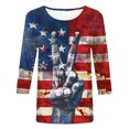 thumbnail image 3 of FAVIPT Women's 3/4 Sleeve Patriotic Tops 4th of July Crew Neck Tops American Flag Patriotic Print Blouses Casual Dressy Summer 2025 Tunic Tees Multicolor,L, 3 of 4
