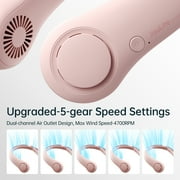 JISULIFE Portable Neck Fan, Wearable Fan, Bladeless Fan Hands-Free Cooling, Quiet 25dB, 5 Speeds, 16H Battery Life, Ideal for Indoor/Outdoor, Gift for Women, Men - Pink