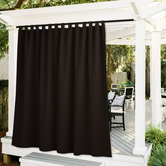 RYB HOME Outdoor Blackout Curtains - Extra Long Waterproof Privacy Drapes Block Sun Exposure for Patio, Width 100 x Length 120 inch, Brown