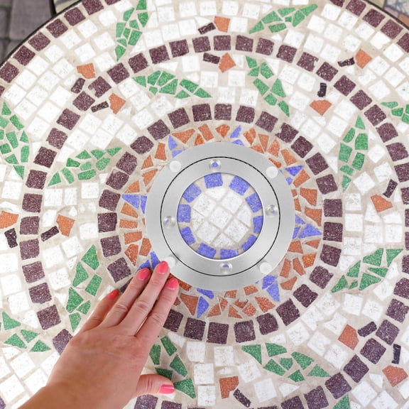 LOLIPPYY Plated Silver Aluminium Alloy Round Turntable Plate 360 Degree Swivel for Dining Table Use