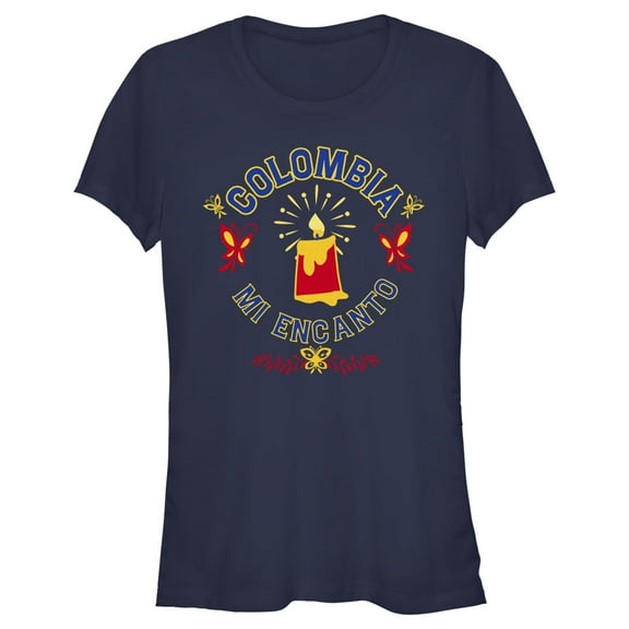 Junior's Encanto Colombia Mi Encanto Candle Graphic Tee Navy Blue Large