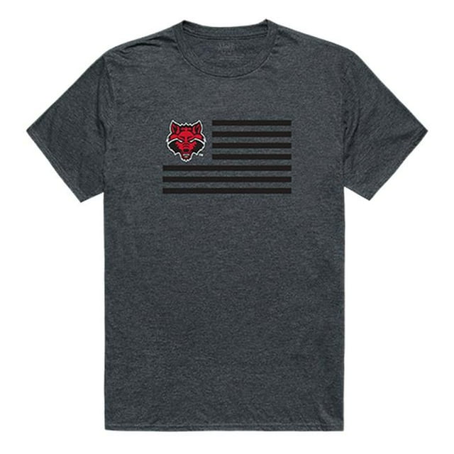 Arkansas State University Flag T-Shirt, Heather Charcoal 2 - Large