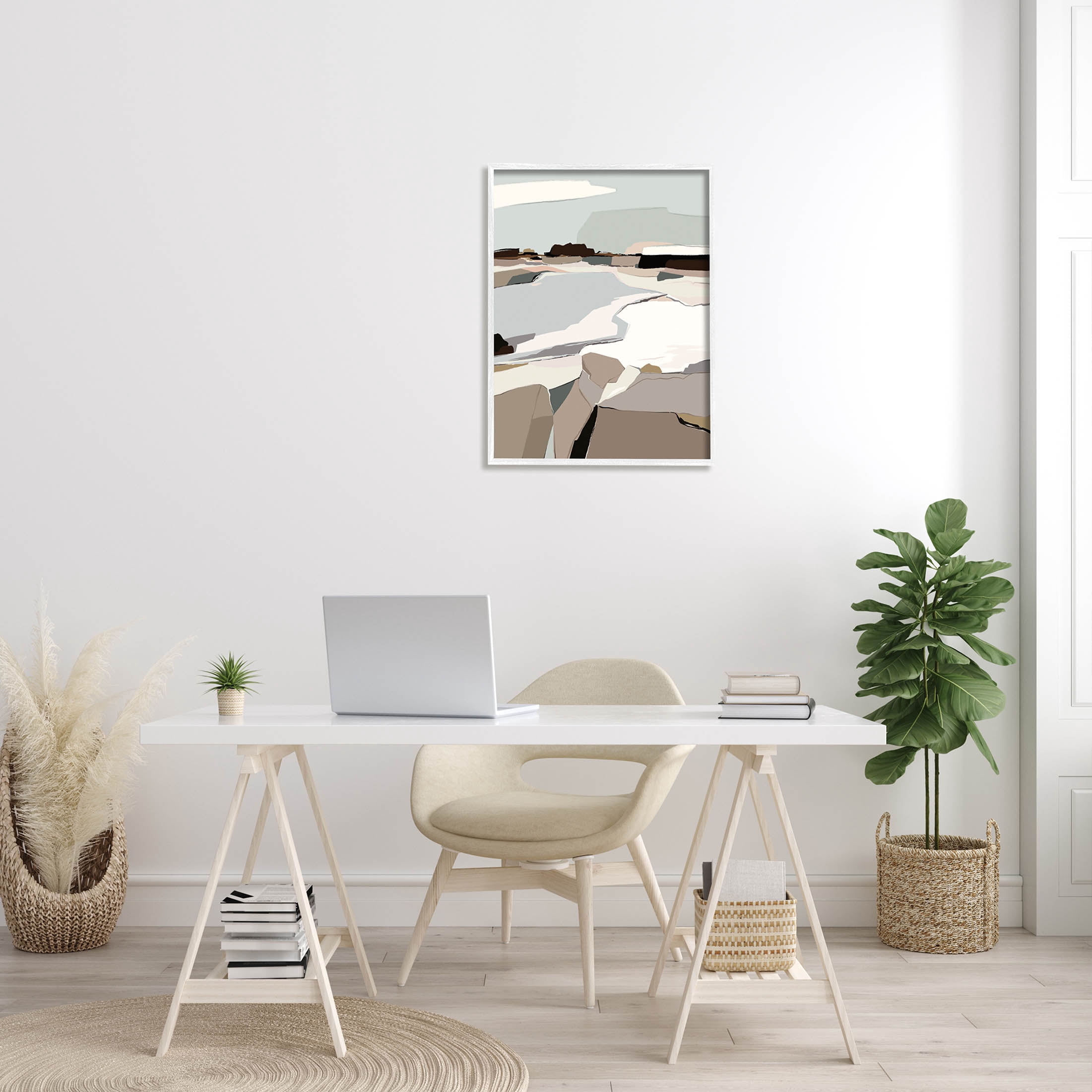 Stupell Industries Abstract Glattalp Reservoir Landscape Graphic Art White Framed Art Print Wall Art, Design by Nikita Jariwala