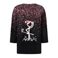 thumbnail image 4 of Fiudx Ofertas Del Día Camiseta Holgada de Manga 3/4 con Cuello En V y Estampado Navideño Informal a La Moda para Mujer, 4 of 5