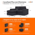thumbnail image 2 of Sillón Loveseat Seccional Adapti Modular Reposabrazo Ancho + Otomano Gris Carbón, 2 of 9