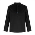 thumbnail image 2 of Maplenight Henley Shirts for Men Long Sleeve Button Trendy Shirts Summer Fall Solid Loose Vacation Casual Pullover Tops, 2 of 5
