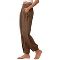 thumbnail image 7 of Edvintorg Womens Casual Pants Outdoor Elastic Waisted Casual Loose Fit Cuffed Trousers with Pockets Plus Size Fashion Clothing Brown XL, 7 of 7