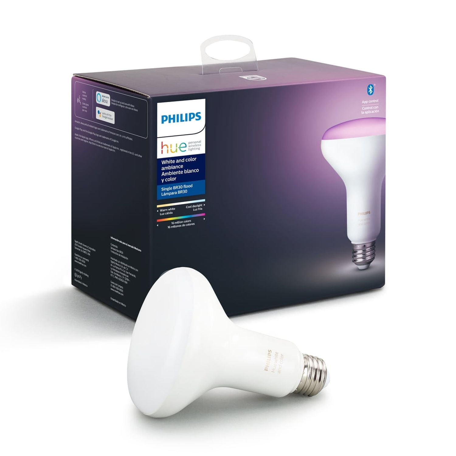 Philips Hue BR30 E26 (Medium) Smart-Enabled LED Bulb Color Changing 65 Watt Equivalence 1 pk