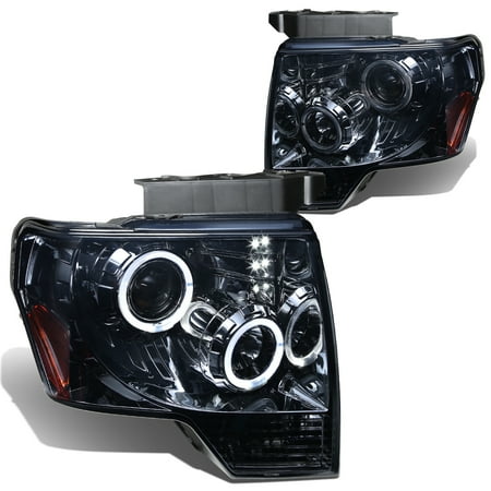 - For 2009 to 2014 Ford F-150 Dual Angel Eyes Halo Projector Headlight Smoked Housing Amber Corner Headlamp 10 11 12 13 Left+Right
