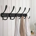 thumbnail image 2 of Dseap Coat Rack Wall Mounted-5 Tri Hooks,Stainless Steel Heavy Duty Metal Coat Hook Rail for Hats Clothing Entryway,Matte Black, 2 of 8