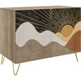 thumbnail image 3 of PixonSign Sideboard and Buffet Cabinet, 2 Doors Wood Storage Cabinet Console Table with Mid-Century Geometric Sun Nature Wilderness for Kitchen, Bedroom, Dinning, Office - 35" L x 18" W x 29" H, 3 of 5