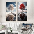 thumbnail image 1 of Designart "Silent Guardians White Tree" Trees Framed Wall Art Set Of 2 - White Landscapes Frame Gallery Set For Office Decor, 1 of 6