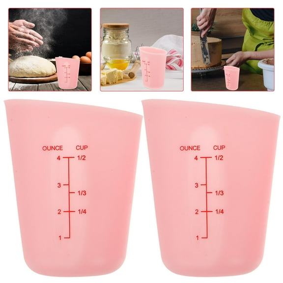 SOPOTUTU 2Pcs Semi Transparent Silicone Measuring Cups for Liquid and Resin Mixing