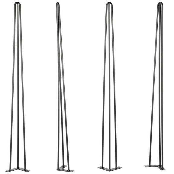 KFFKFF 34 inch Hairpin Table Legs Black Set of 4 Desk Legs Each 100lbs Capacity Hairpin Desk Legs 3 Rods for Bench Desk Dining End Table Chairs Carbon Steel DIY Table Legs Heavy Duty Furniture Legs