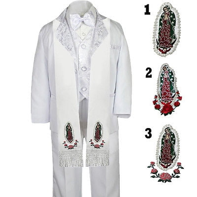 

Boys Toddler Teen Baptism Communion Christening Formal White Suit Stole Sm-20