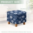 thumbnail image 3 of SCRAWLGOD Flower Print Navy Ottoman Cover Square, Folding Storage Ottoman Slipcovers, Stretch Footrest Foot Stool Covers Protector with Elastic Bottom for Pets, 3 of 7