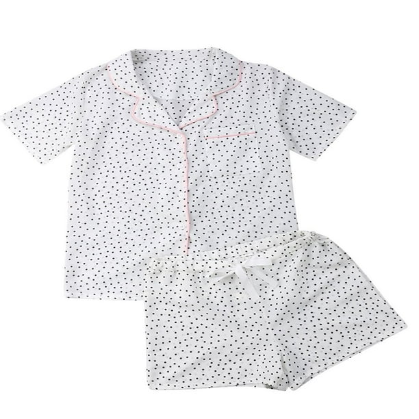 EIMELI Women Sleepwear Cute Cotton Short Sleeve Pajamas Set Walmart