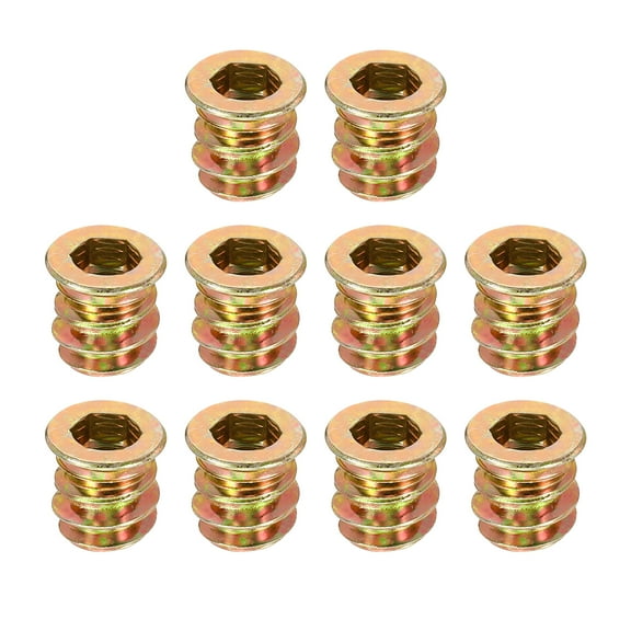 Uxcell Wood Furniture M5x10mm Threaded Insert Nuts Interface Hex Socket Drive 10Pack