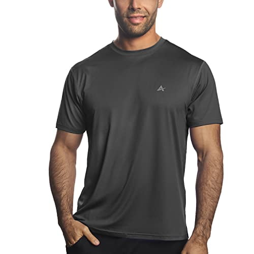 T-shirt à Manches Courtes pour Hommes Col Rond Instantané Rafraîchissant Évacuant l'Humidité Performance UPF 50+ T-Shirt Léger et Respirant pour Course, Entraînement, Exercice, Pêche, Gris Orage, TG