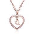 thumbnail image 1 of Qarigey Collar con colgante de corazón de cristal de oro rosa de 26 letras, cadena para clavícula, regalo para pareja Ropa, zapatos y accesorios Miscelánea q, 1 of 5