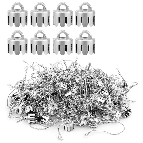 1000 Pcs 0.5 Inch Round Christmas Ornament Caps Replacement Plastic Christmas Ornament Hangers Caps Silver,1000 pieces Christmas ornament caps,Silver