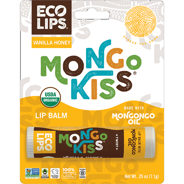 Eco Lips Mongo Kiss Organic Hydrating, Moisturizing Lip Balm, Vanilla