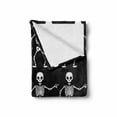 thumbnail image 2 of Skeleton Soft Flannel Fleece Throw Blanket, Simple Monochrome Pattern of Pointing Funny Spooky Halloween, Cozy Plush for Indoor and Outdoor Use, 70" x 90", Charcoal Grey and White, by Ambesonne, 2 of 6