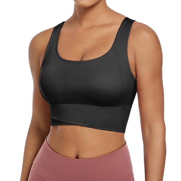 Sujetador deportivo sin aros para mujer - Camiseta de yoga sexy con fruncido y relleno fijo en el pecho - S-XL