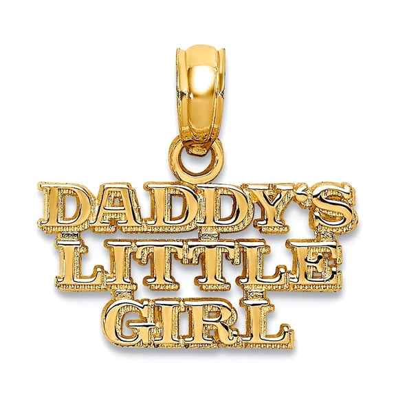 15.15mm 10k Solid Yellow Gold Daddys Little Charm Pendant Necklace for Women - .6 Grams
