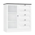 thumbnail image 4 of HOSTACK 5 Drawer Dresser with Door, White Storage Cabinet with Drawers and Shelves, Wide Wood Dresser, Modern Chest of Drawers Organizers for Living Room, Kitchen, Hallway, 4 of 7