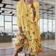 thumbnail image 3 of Sonducket Vestido Midi de manga larga estampado cuello gran columpio cintura alta ropa de mujer Vestidos Amarillo 5XL, 3 of 8