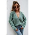 thumbnail image 2 of Women's V Neck Button Down Long Sleeve Cable Knit Cardigan Sweaters Outerwear Tops, 2 of 6