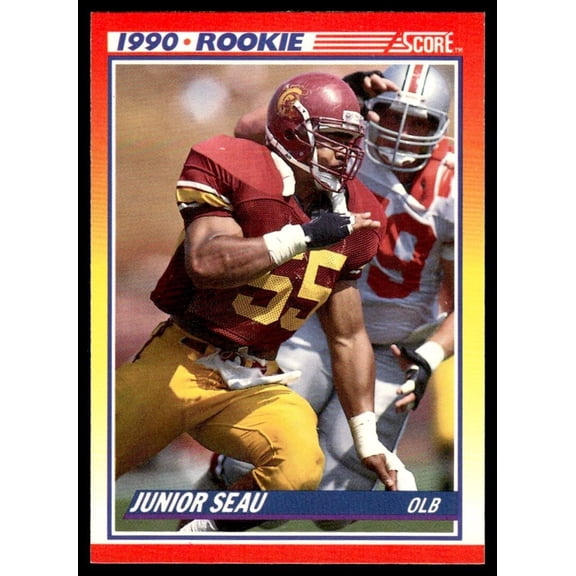 1990 Score Football Card Junior Seau RC USC Trojans #302 Near Mint
