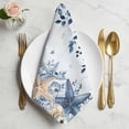 thumbnail image 2 of Blue Coastal Starfish Cloth Napkins, Beach Nautical Shell Eucalyptus Ocean Washable and Reusable Dinner Napkins Set of 2, Table Napkin for Kitchen Party Birthday Wedding Hotel Housewarming 20"x20", 2 of 9