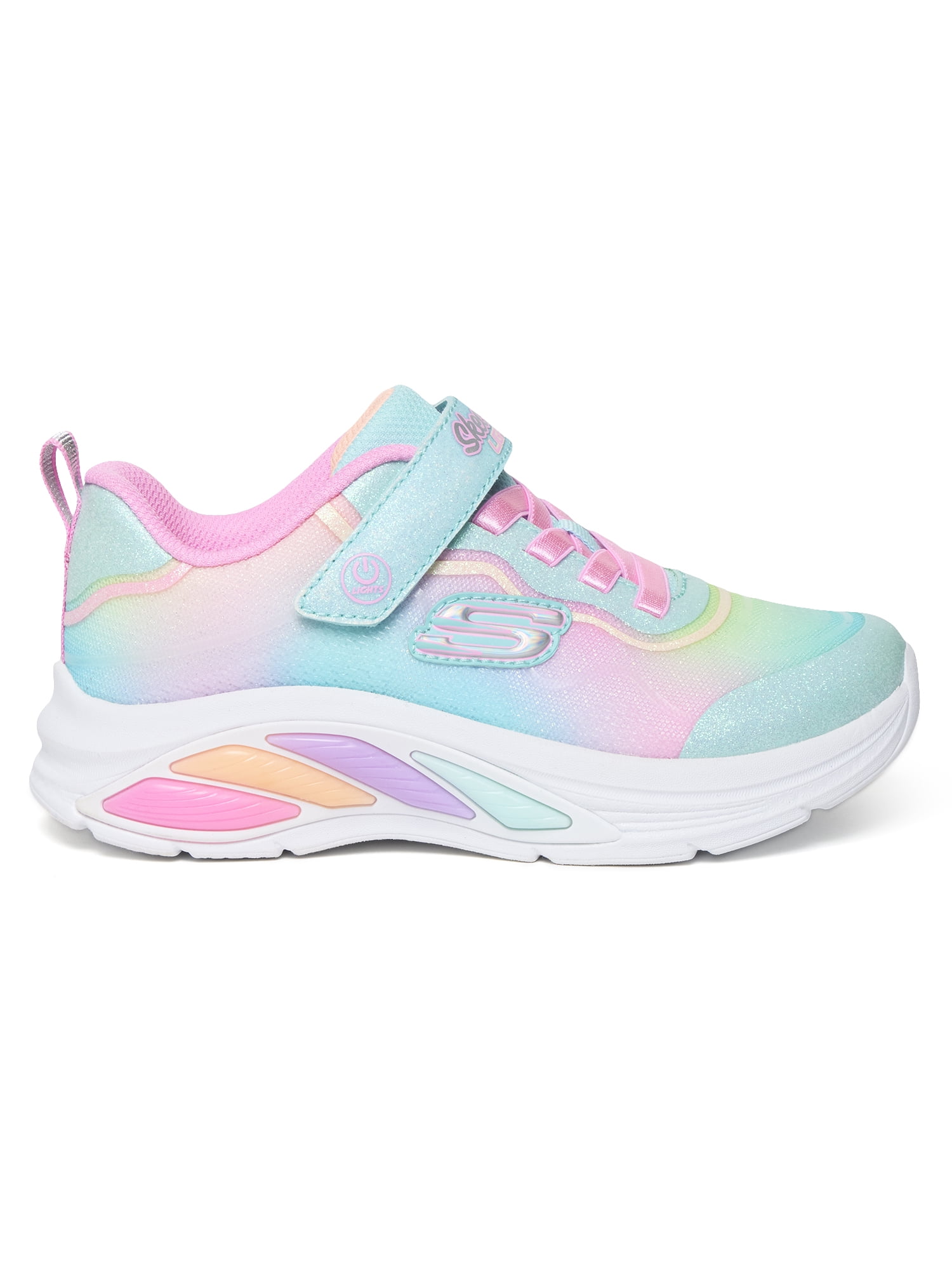 Skechers Girls Rainbow Flash-Light Up Velcro Strap Sneakers